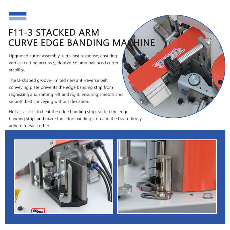 Machine à plaquer les chants incurvés à bras empilé F11-3, travail du bois à haute efficacité